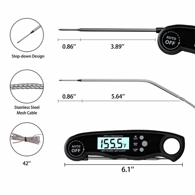 Folding Type Digital Dual Probe Meat Thermometer For BBQ IP67