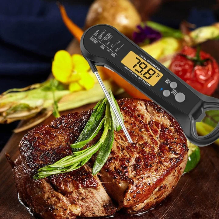 Thermomètre 2022 de New Digital avec le thermomètre de viande se pliant de sonde pour faire cuire le thermomètre de ménage